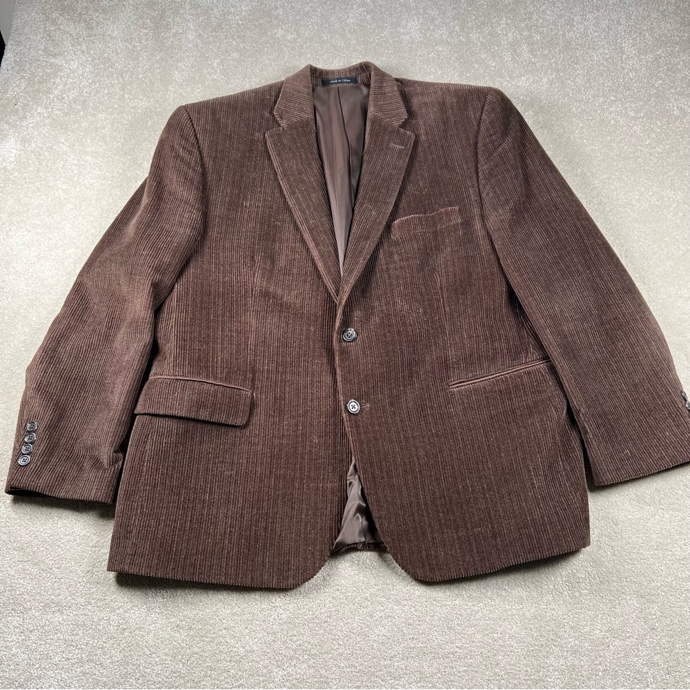 Chaps Corduroy Jacket Blazer Brown 2 Button 100% Cotton Men's 44 Short‎